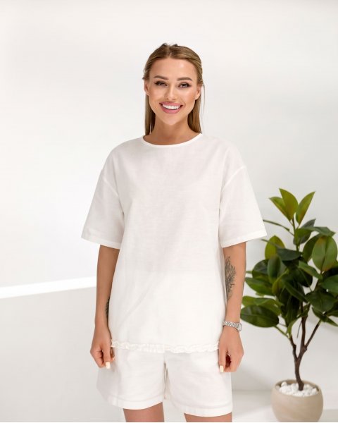 Костюм блуза + шорти KCM 399-00863 Білий
