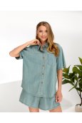 Костюм Сорочка + шорти U.Y 5865 блакитний - фото Костюм Сорочка + шорти U.Y 5865 блакитний - фото