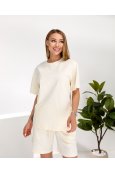 Костюм футболка + шорти Yu Jie Fushi 6885 Молочний - фото Костюм футболка + шорти Yu Jie Fushi 6885 Молочний - фото