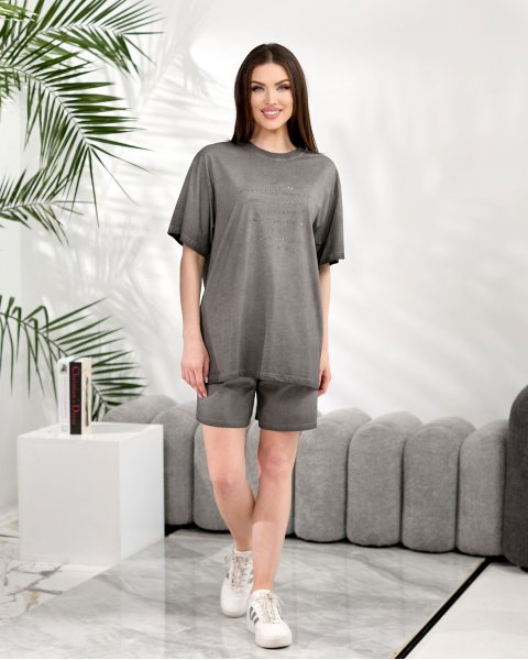 Костюм футболка + шорти Modengyixiu 8993 Темно сірий