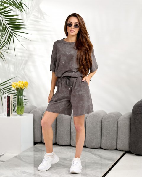 Костюм футболка + шорти Modengyixiu 8996 Темно сірий