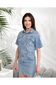 Сукня джинс Lara FA8880 блакитний - фото Сукня джинс Lara FA8880 блакитний - фото