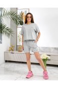 Костюм футболка + шорти Miu Miu 2517 Світло сірий - фото Костюм футболка + шорти Miu Miu 2517 Світло сірий - фото