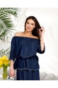 Костюм блуза + спідниця U.Y 250 Темно синій - фото Костюм блуза + спідниця U.Y 250 Темно синій - фото
