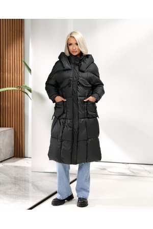 Пальто синтепон Fashion 8038 Чорний