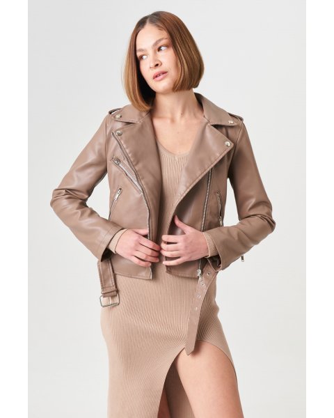 Куртка шкірзам AFTF Basic 2203 Бежевий