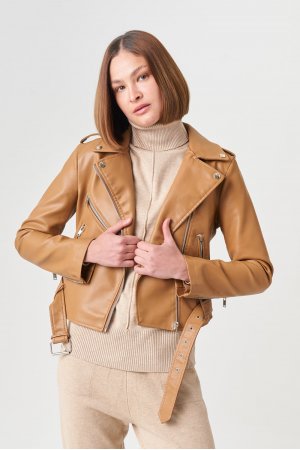 Куртка шкірзам AFTF Basic 2203 Карамель