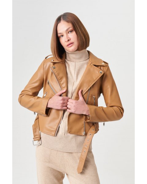 Куртка шкірзам AFTF Basic 2203 Карамель